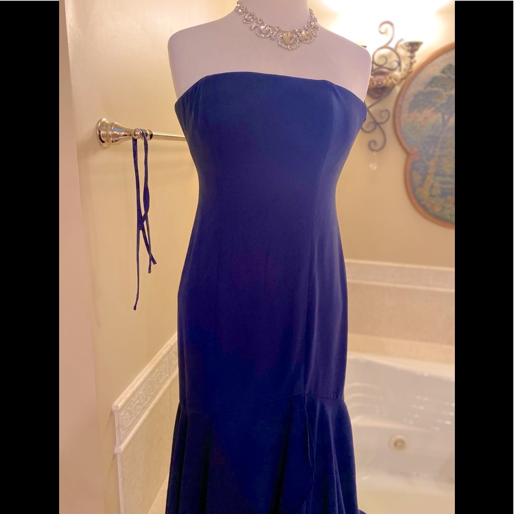 Classic Brand New After Six Navy Strapless Dress beautiful sexy bottom - Picture 6 of 14